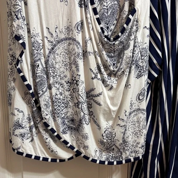 Soma Navy and White Floral and striped lounge set - Picture 5 of 16